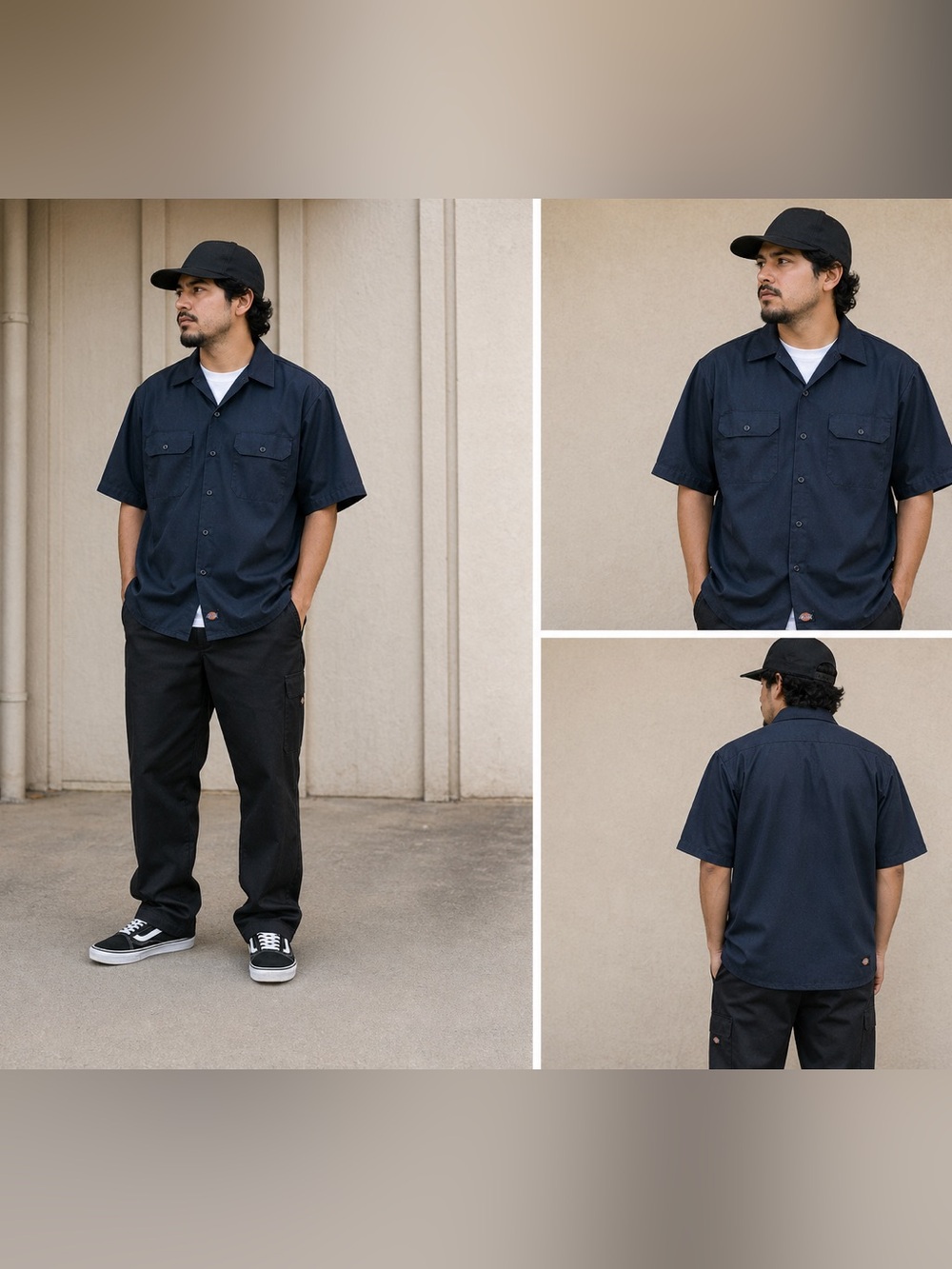 Dickies Flex | Navy Work Shirt | Short Sleeve Button Front | 2XL